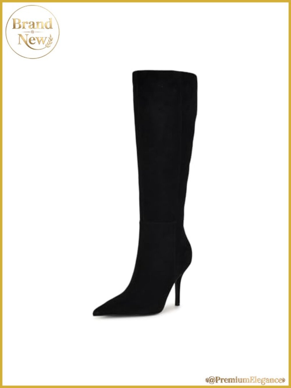 Suede Pointy Toe Stiletto Knee High Dress Boots Zip Closure